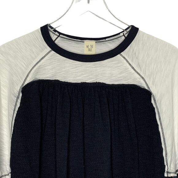 Free People XS Oversized Friday Fever Pullover Blouse Colorblock Kimono Sleeve - Picture 3 of 8